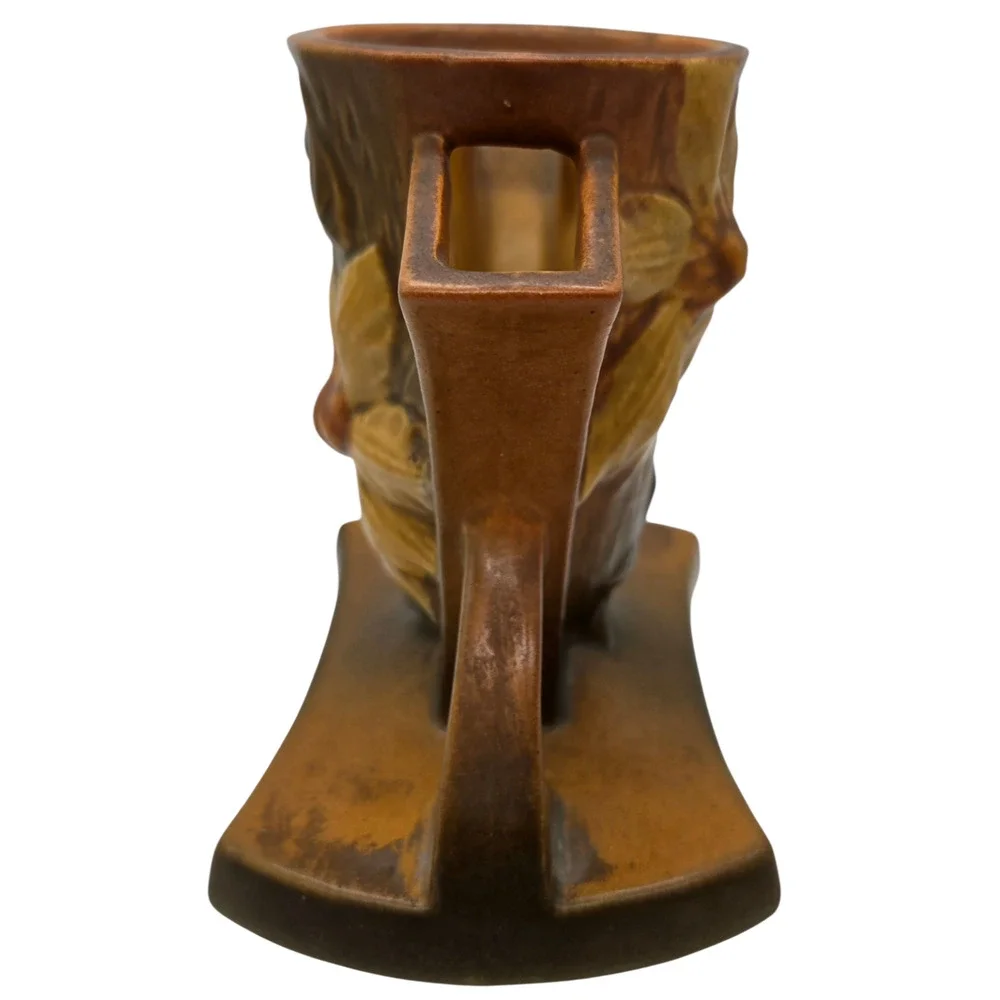 ROSEVILLE POTTERY CLEMATIS BROWN FLOWER VASE #192-5